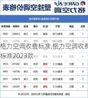 格力空调收费标准,格力空调收费标准2023款