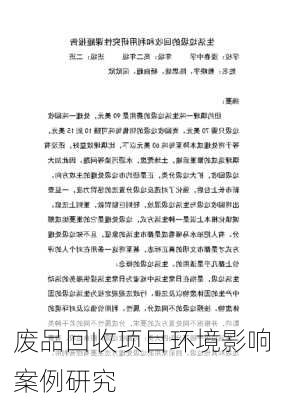 废品回收项目环境影响案例研究