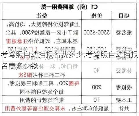 考驾照自动挡报名费多少,考驾照自动挡报名费多少钱